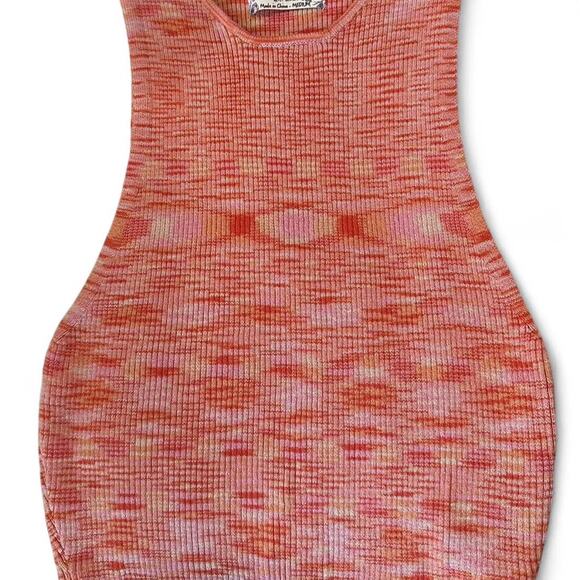 Jolie & Joy Retro Sleeveless Knit Tank Top – Abstract Peach Pink Print – Size M - Picture 1 of 3